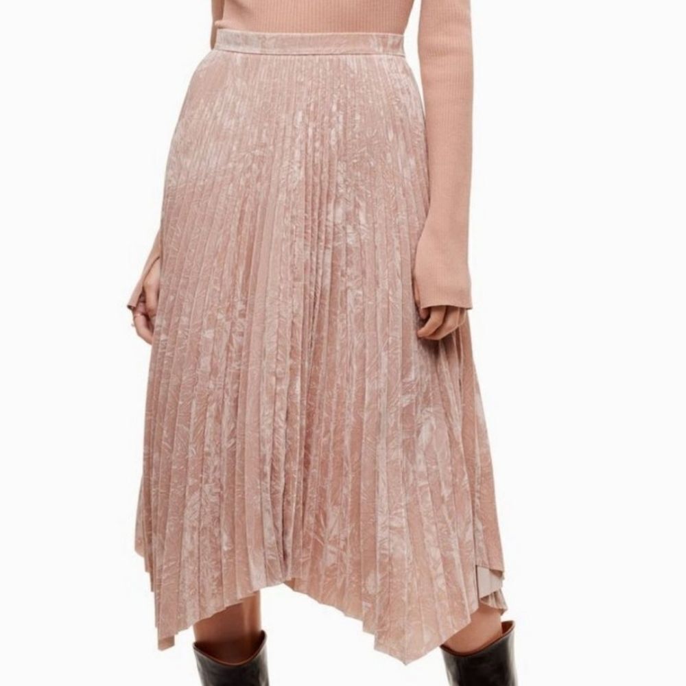 Le Fou Wilfred Blush Santel VelvetβHighβ Waist Handkerchief Hem Midi Skirt 2